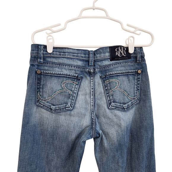 Rock & Republic Mid Rise Bootcut Jeans Raw Hem Medium Wash Denim Blue Size 29 - Picture 5 of 13